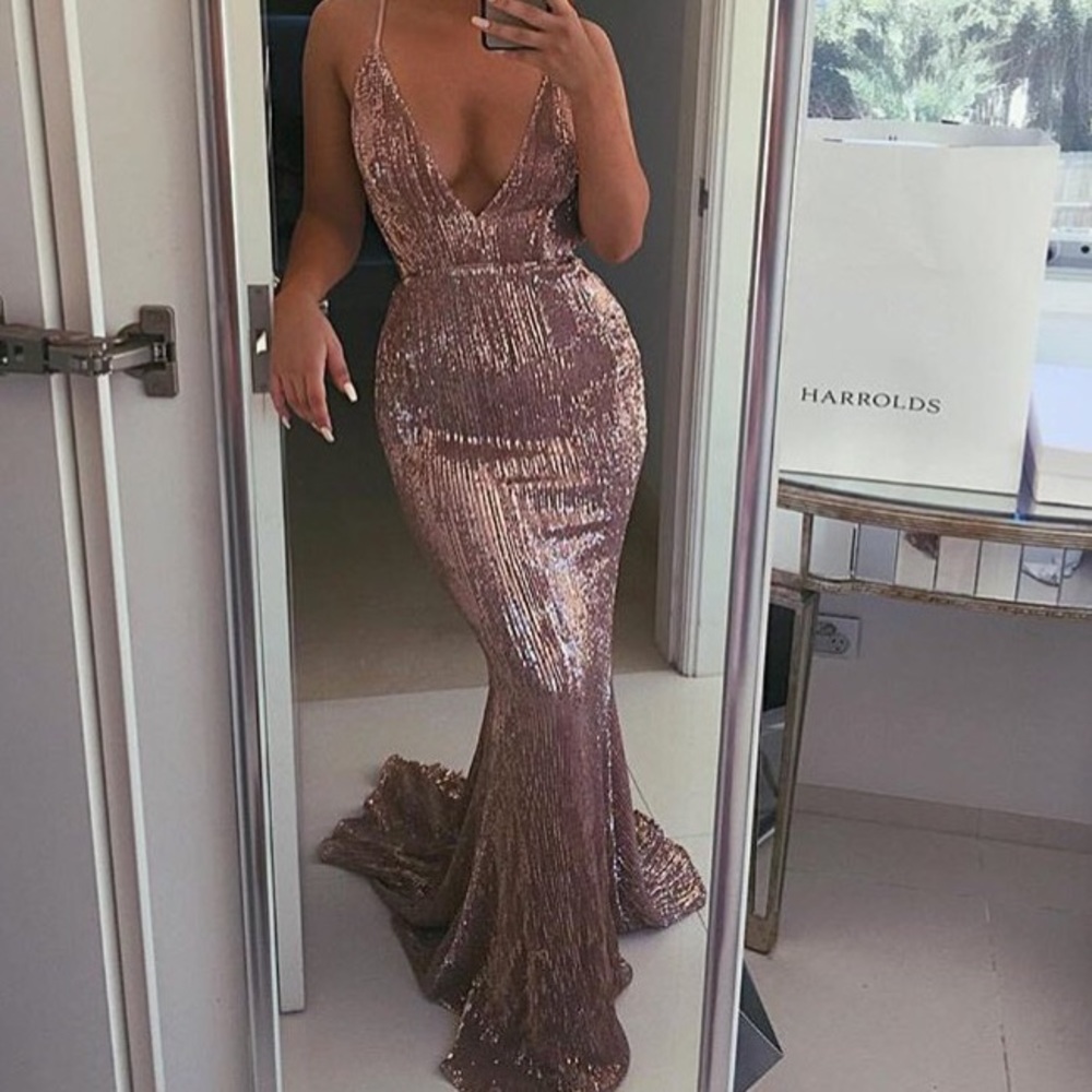 Light pink, form fitting dress